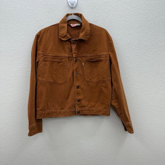 VTG Levis Rust Button Up Collared Denim Jacket Mens SEE MEASUREMENTS - Picture 1 of 8